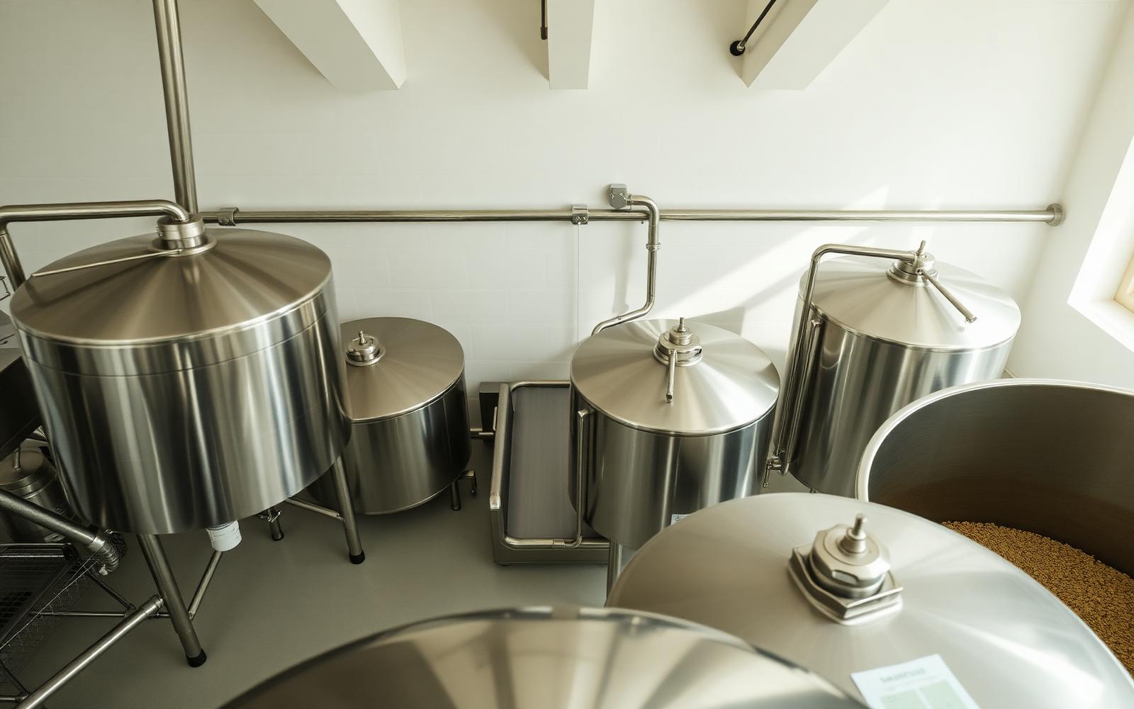 Stainless steel mixing tanks inside Bhumi's plant-based production floor